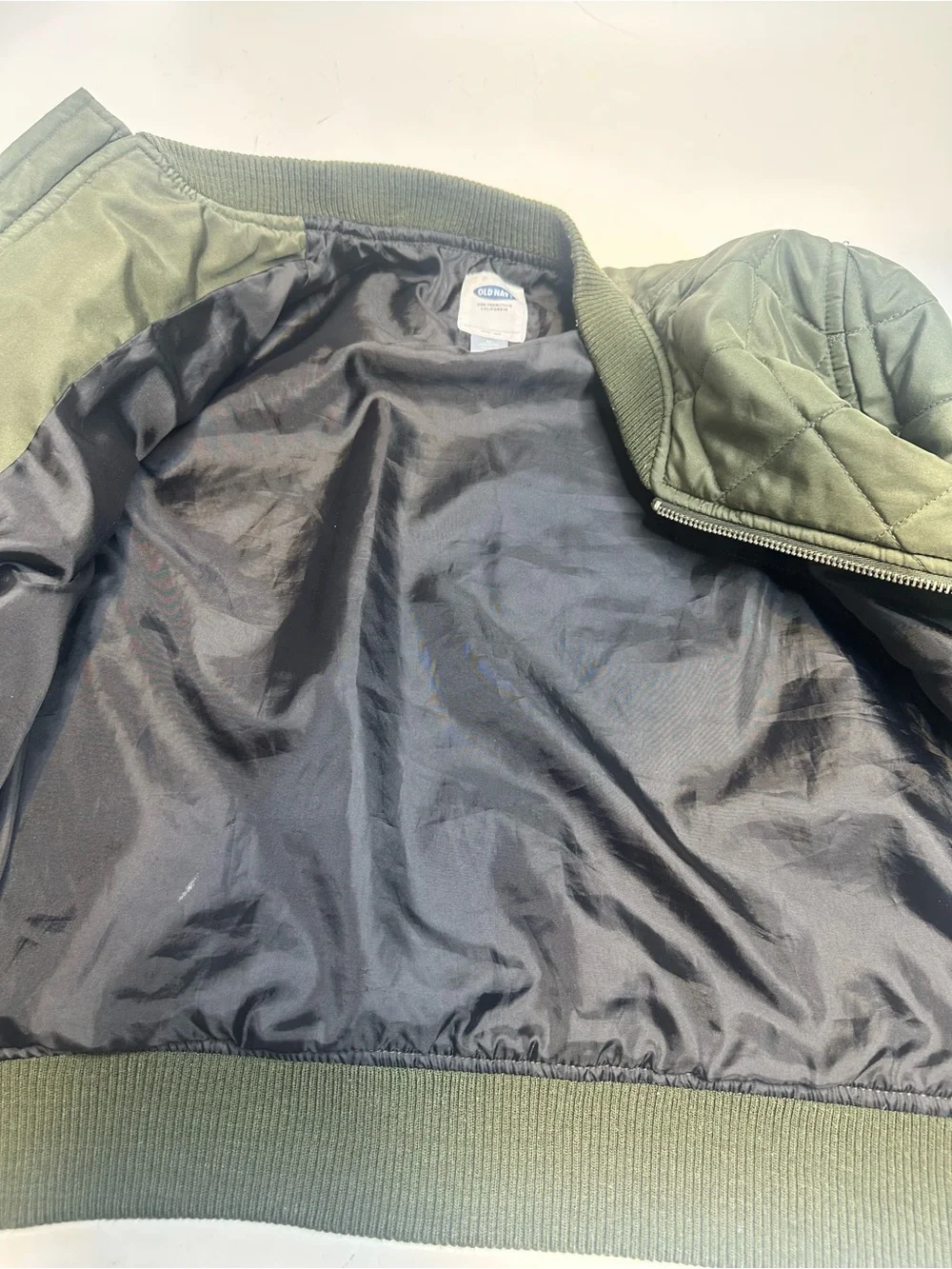Old Navy Quilted Olive Green Kids Bomber Jacket